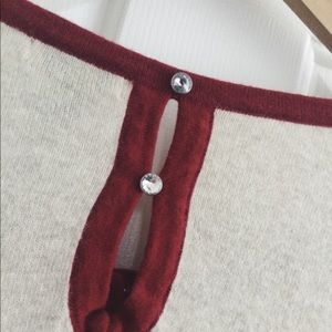 Vertigo Paris cream cardigan with red edging